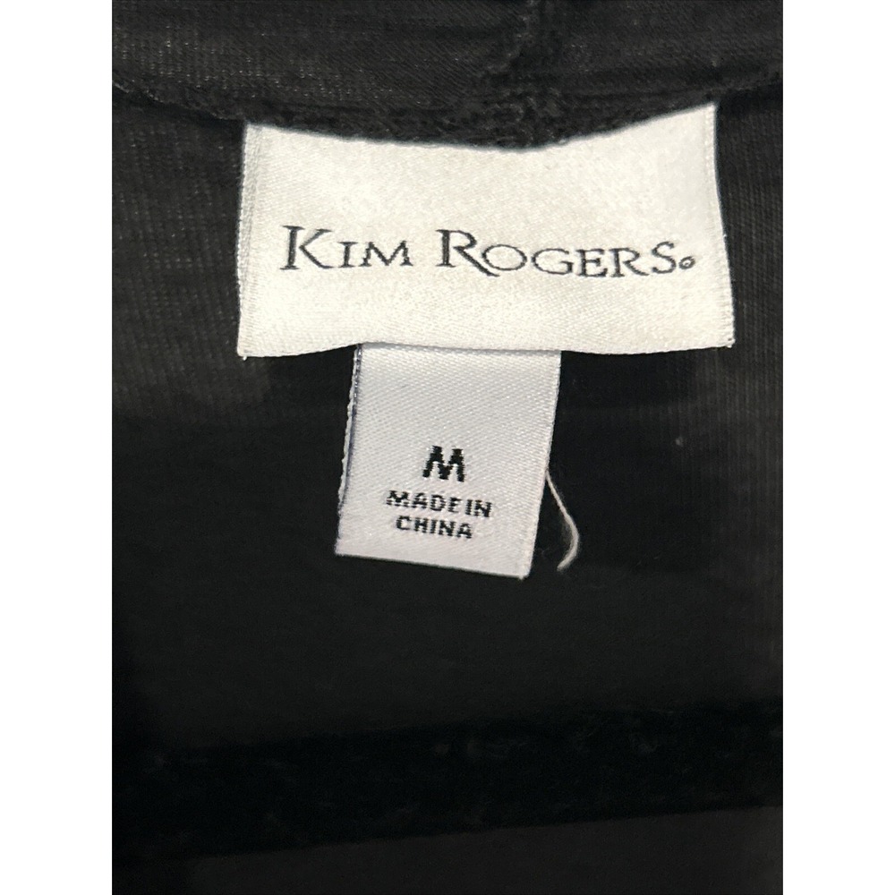 Kim Rogers Womens Black Ruffle Layered Look Cardigan Tank Top Blue Abstract Med - Picture 2 of 6